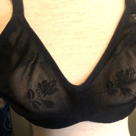 Vintage Sheer Black Wacoal Bra - Size 36C - Picture 3 of 7